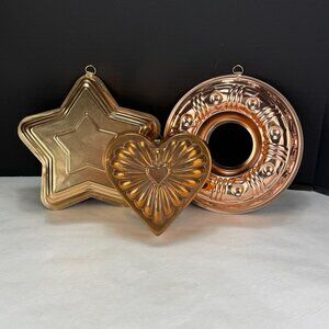 Vintage Copper Color Molds Country Farmhouse Decor Lot of 3
